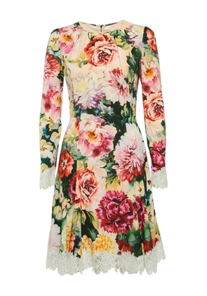 Dolce & Gabbana Pre-Owned floral-print lace-trimmed dress - Pink