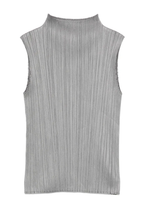 Pleats Please Issey Miyake pleated funnel-neck top - Grey