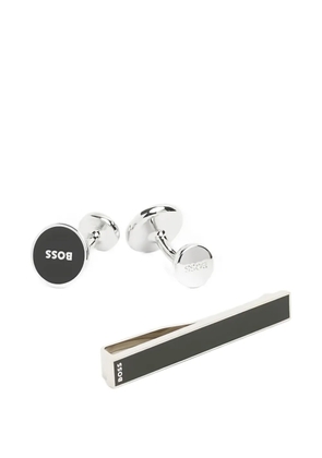 BOSS tie-clipe round logo cufflinks - Black