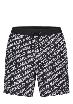 Karl Lagerfeld Diagonal logo-print swim shorts - Black