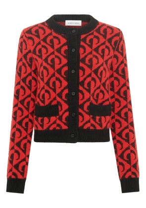 Marine Serre Moon lozenge-knit cardigan - Red