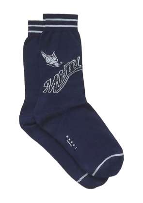 Marni embroidered-logo socks - Blue