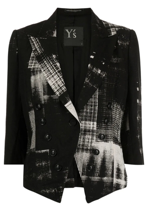 Y's Copied check-print blazer - Black