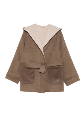 Seventy hooded belted coat - Brown