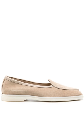 Scarosso Livia almond-toe suede loafers - Neutrals