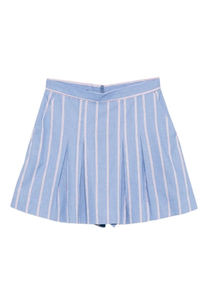 BLAKLACE striped pleated shorts - Blue