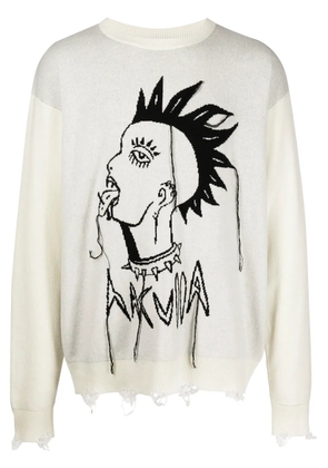 Haculla distressed punk logo jumper - White