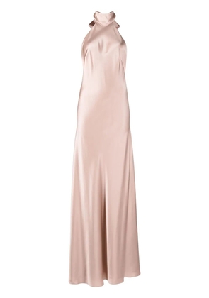 Michelle Mason backless halter-neck gown - Pink