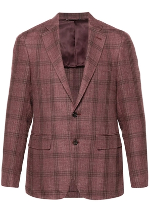 Canali single-breasted checked blazer - Pink