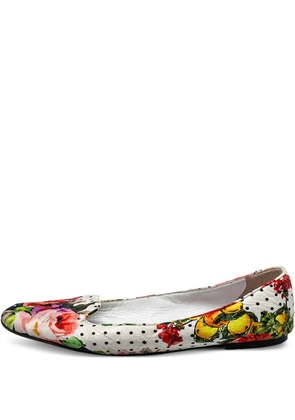 Dolce & Gabbana Pre-Owned floral-print ballet flats - White