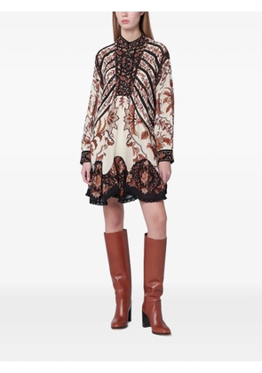 FARM Rio Majestic Garden long-sleeves mini dress - Neutrals