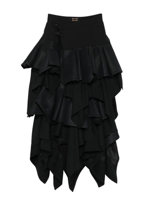 Shiro Sakai ruffled button-fastening skirt - Black