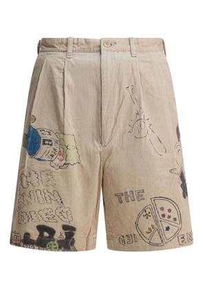KAPITAL corduroy graphic shorts - Neutrals