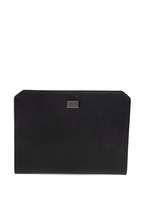 Emporio Armani logo-plaque leather clutch bag - Black