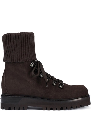 Le Silla St. Moritz knitted-cuff ankle boots - Brown