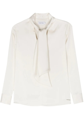 Calvin Klein pussy-bow collar satin blouse - Neutrals