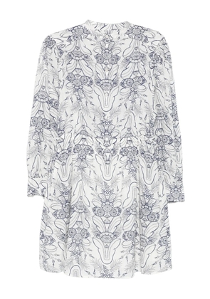 Marc O'Polo floral-pattern long-sleeve mini dress - White