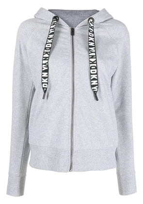 DKNY logo-drawstring zip-up hoodie - Grey