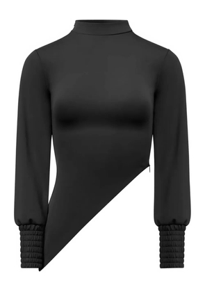 Manière De Voir mock-neck asymmetric top - Black