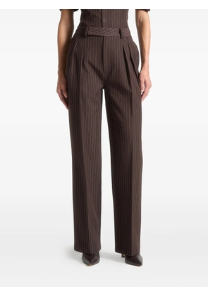 Manière De Voir Julie pinstripe twin-pleat tailored trousers - Brown