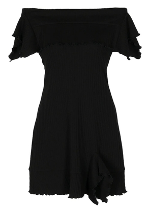 Goen.J off-shoulder ruffle-trim mini dress - Black