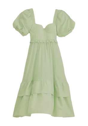 FARM Rio puffed short-sleeve midi dress - Green
