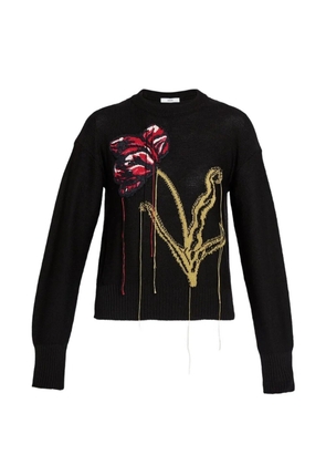 ERDEM floral-intarsia crew-neck sweater - Black