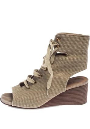 Chloé Pre-Owned 55mm lace-up wedge sandals - Neutrals