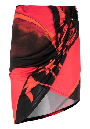 Louisa Ballou Coastline Red Queen-print draped miniskirt - Black