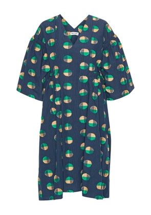 Henrik Vibskov Re-Pump circle-print puff-sleeve midi dress - Blue