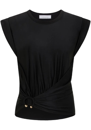 Rabanne asymmetric gathered-detail blouse - Black
