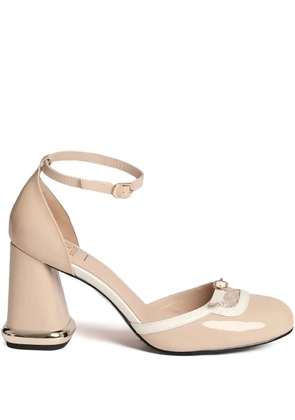 Gold & Rouge 85mm Nani ankle-strap block-heel pumps - Neutrals
