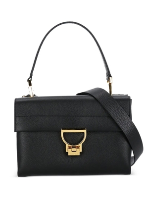 Coccinelle small flap-fastening leather tote bag - Black