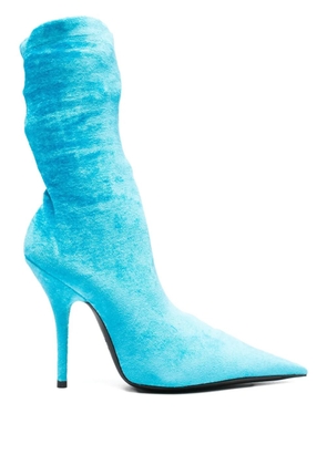 Balenciaga Pre-Owned velvet-effect pointed-toe ankle boots - Blue