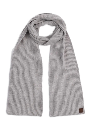 Eleventy logo-patch ribbed scarf - Grey