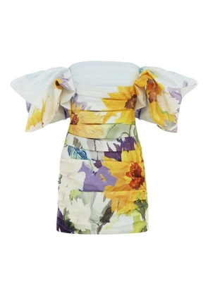 Leo Lin puff-sleeve sunflower print dress - Yellow