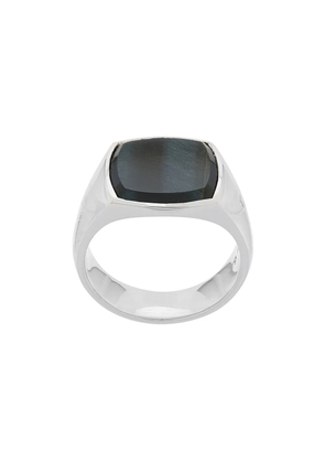 Tom Wood Cushion Blue Hawk Eye signet ring - Silver