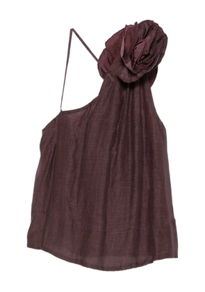 Mes Demoiselles flower-embellished one-shoulder top - Red