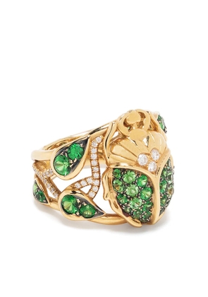 Aurelie Bidermann 18kt yellow gold Scarab tsavorite and diamond ring