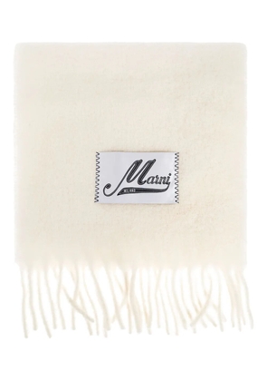 Marni logo-patch scarf - White