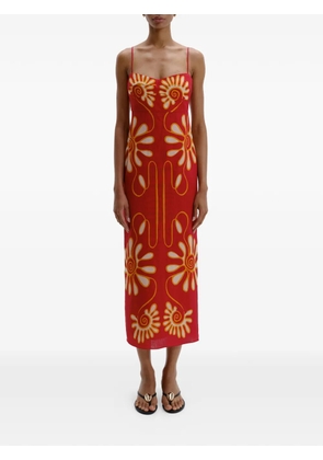 Cala de la Cruz Paloma floral midi dress - Red