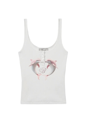 Blumarine dolphin-print ribbed top - White