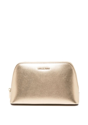 Michael Kors metallic-leather travel pouch - Gold
