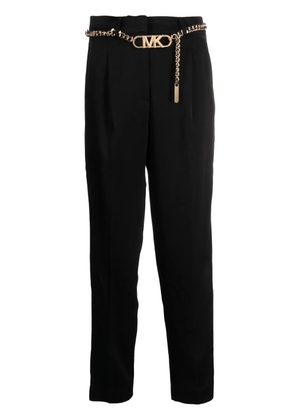 Michael Michael Kors logo-plaque high-waist tapered trousers - Black