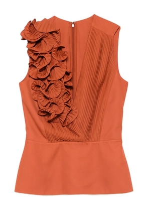Elie Saab ruffled-pleated top - Orange