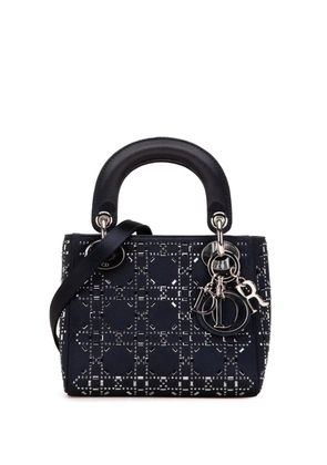 Christian Dior Pre-Owned 2017 Mini Satin Cannage Strass Crystal Embellished Lady Dior satchel - Blue
