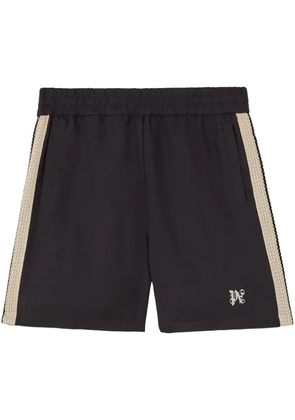 Palm Angels monogram-embroidered striped shorts - Black