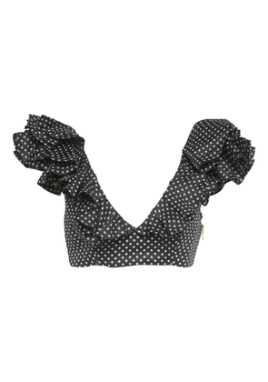 ZIMMERMANN linen polka dot ruffle top - Black