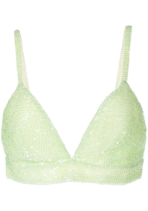 Rosetta Getty sequin-embellished bralette top - Green