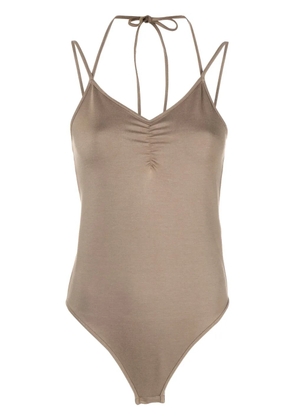 REMAIN V-neck spaghetti-straps bodysuit - Brown